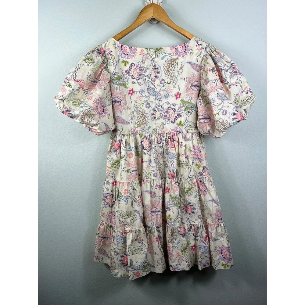 Cinq à Sept‎ Size 8 Dress Ethel Paisley Puff Sleeve Babydoll Feminine Dainty